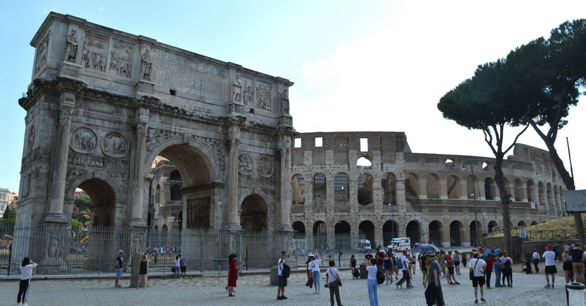 Arch of Constantine and Colosseum in Rome