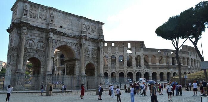 Arch of Constantine and Colosseum in Rome