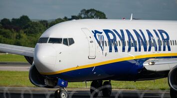 Ryanair aircraft on runway preparing for departure