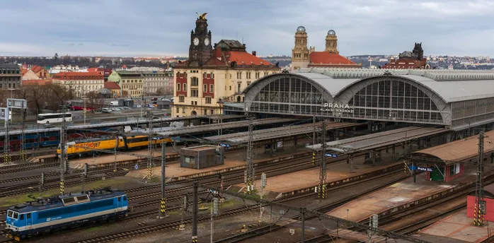 Prague main railway station platforms and tracks
