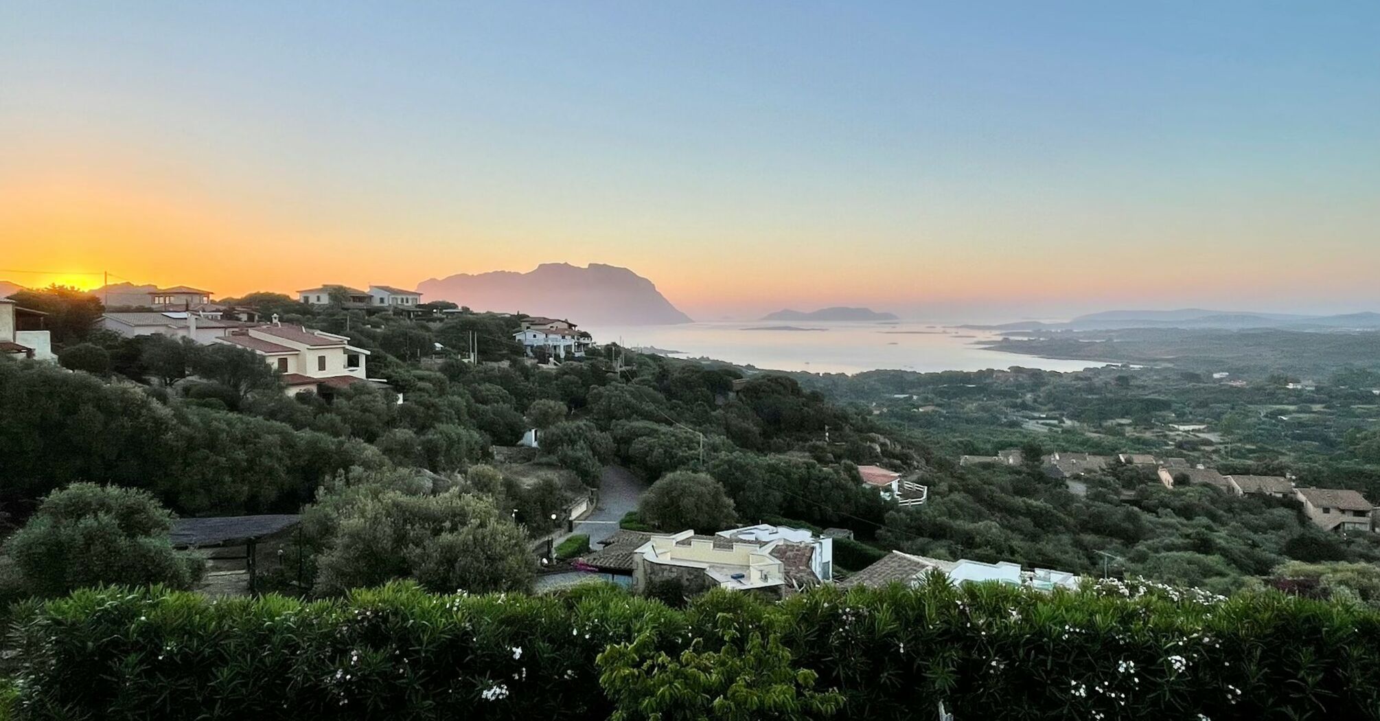 Sunset view over northern Sardinia near the coast