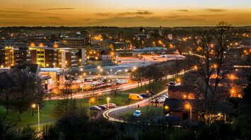 Norwich city lights at dusk