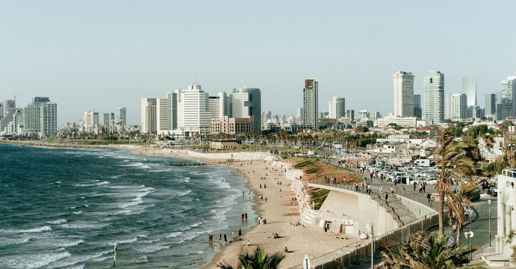 Tel Aviv coastline with city skyline