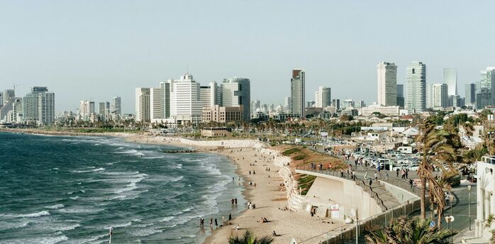 Tel Aviv coastline with city skyline