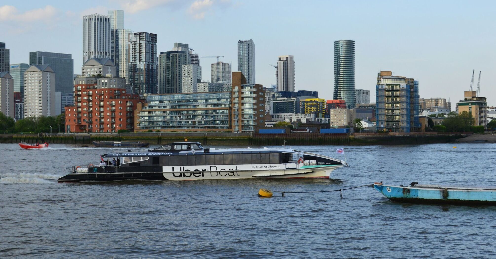 Uber Boat sailing on the River Thames in London