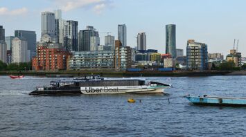 Uber Boat sailing on the River Thames in London