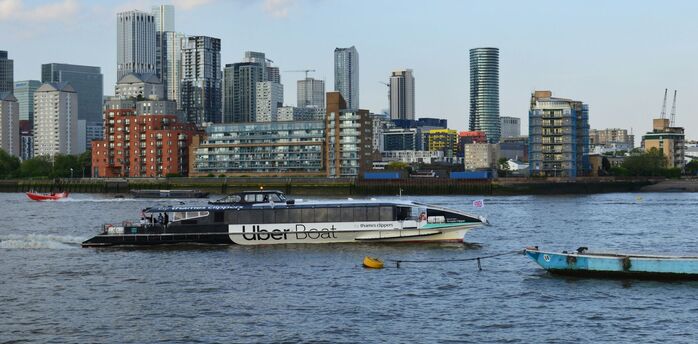 Uber Boat sailing on the River Thames in London