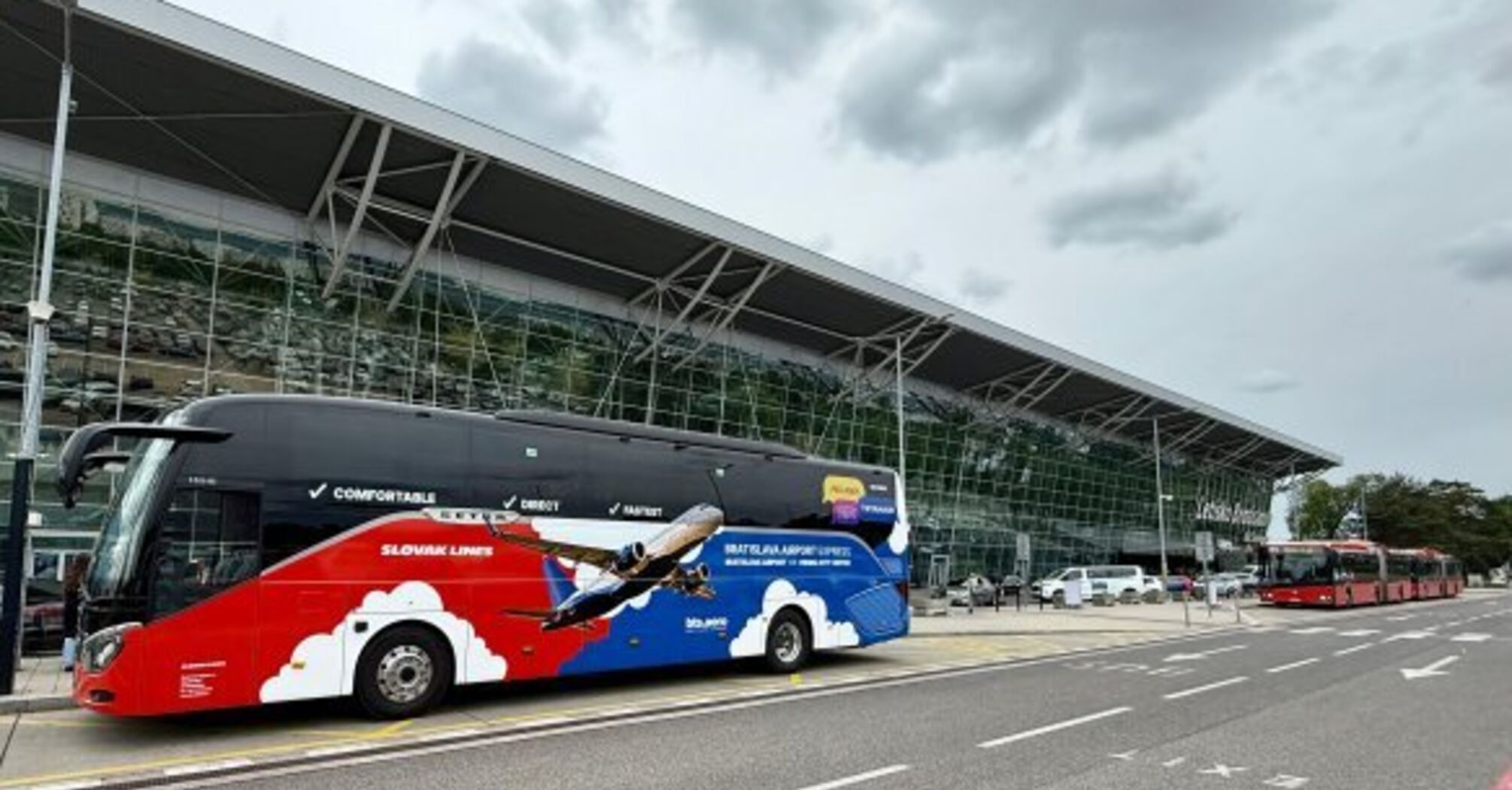 Slovak Lines bus outside Bratislava Airport