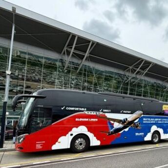 Slovak Lines bus outside Bratislava Airport