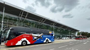 Slovak Lines bus outside Bratislava Airport