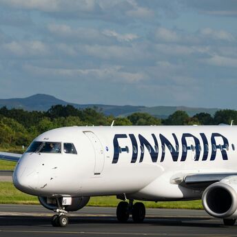 Finnair aircraft on an airport runway