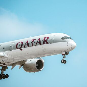 Qatar Airways aircraft preparing to land