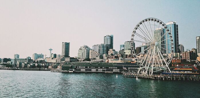 Seattle waterfront skyline with the Great Wheel