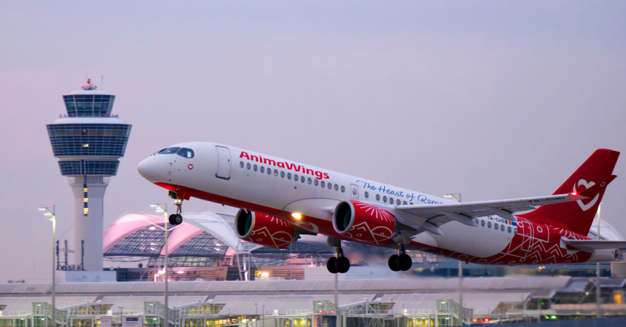 AnimaWings aircraft taking off at Vienna Airport