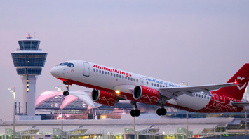 AnimaWings aircraft taking off at Vienna Airport