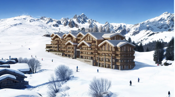 Alpine hotel surrounded by snowy Courchevel slopes