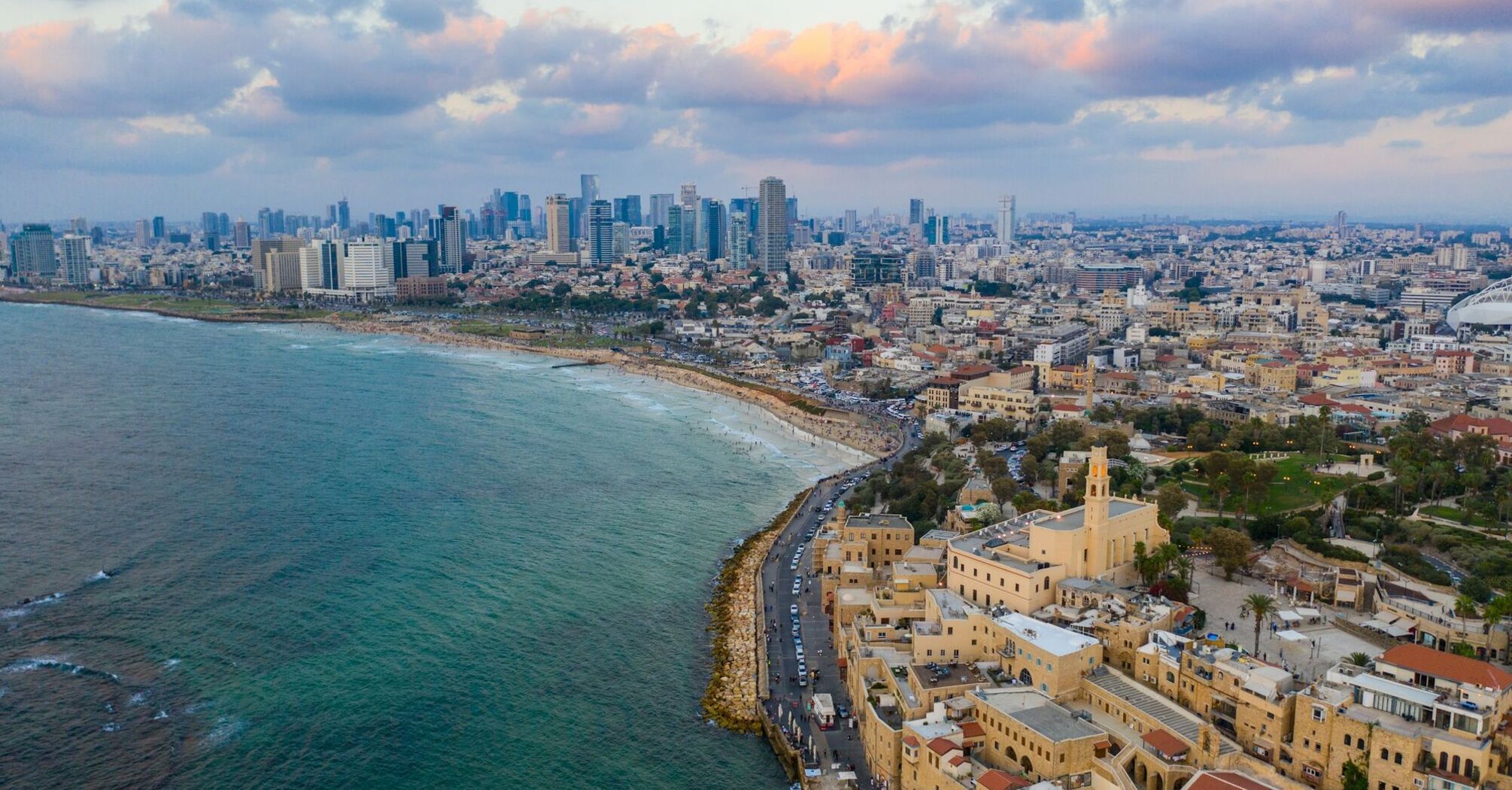 Aerial view of Tel Aviv and Jaffa coastline