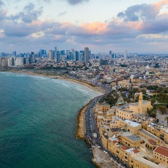 Aerial view of Tel Aviv and Jaffa coastline