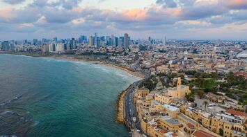 Aerial view of Tel Aviv and Jaffa coastline