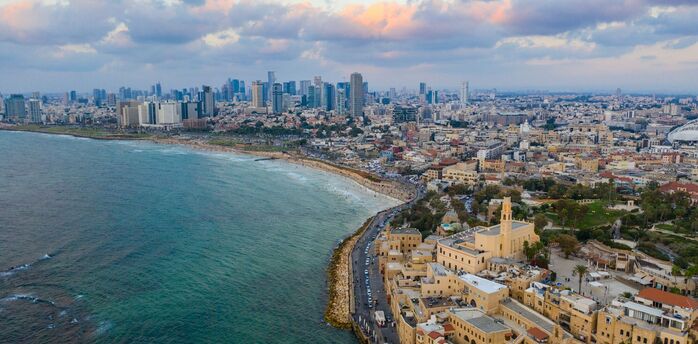 Aerial view of Tel Aviv and Jaffa coastline
