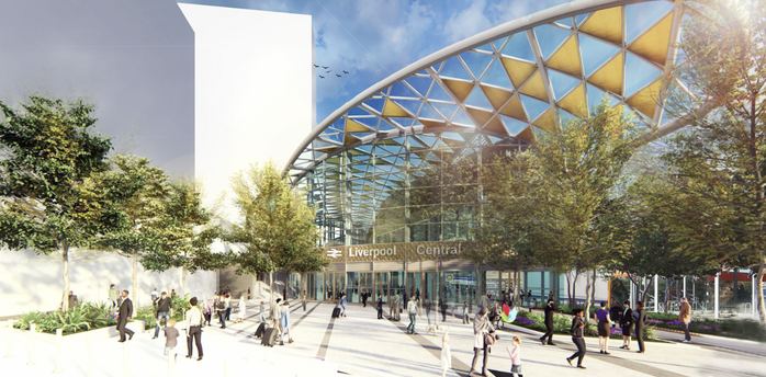 Rendered view of the proposed Liverpool Central Station entrance