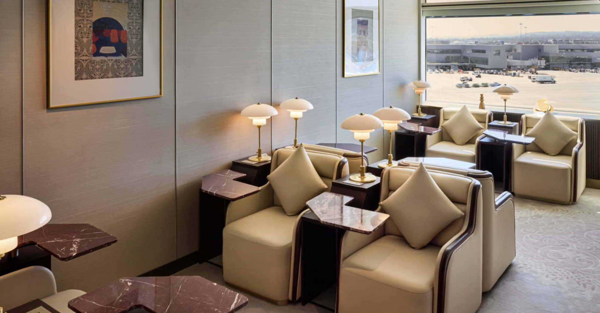 Seating area inside Air India’s Maharaja Lounge