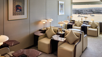 Seating area inside Air India’s Maharaja Lounge