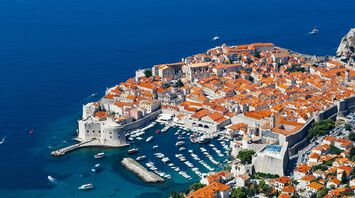 Aerial view of Dubrovnik Old Town and the Adriatic Sea