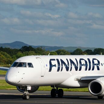 Finnair aircraft on an airport runway