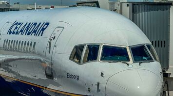Icelandair aircraft parked at an airport gate