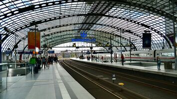 Railway platforms inside a German train station