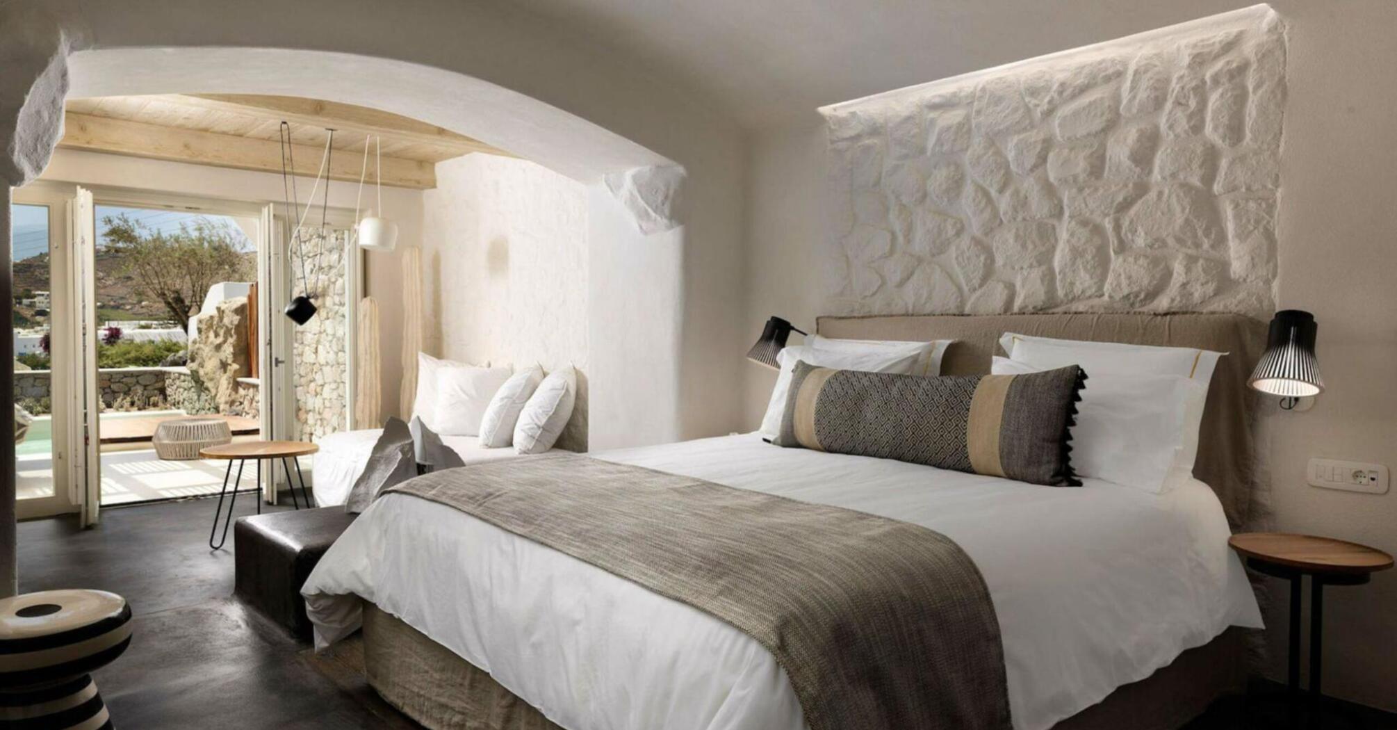 Guest room at Kove Hotel & Spa Mykonos
