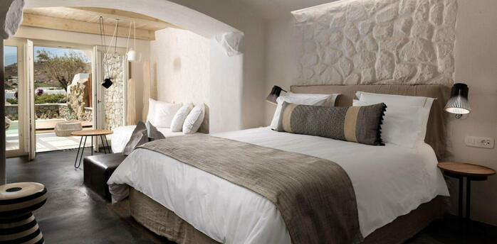 Guest room at Kove Hotel & Spa Mykonos