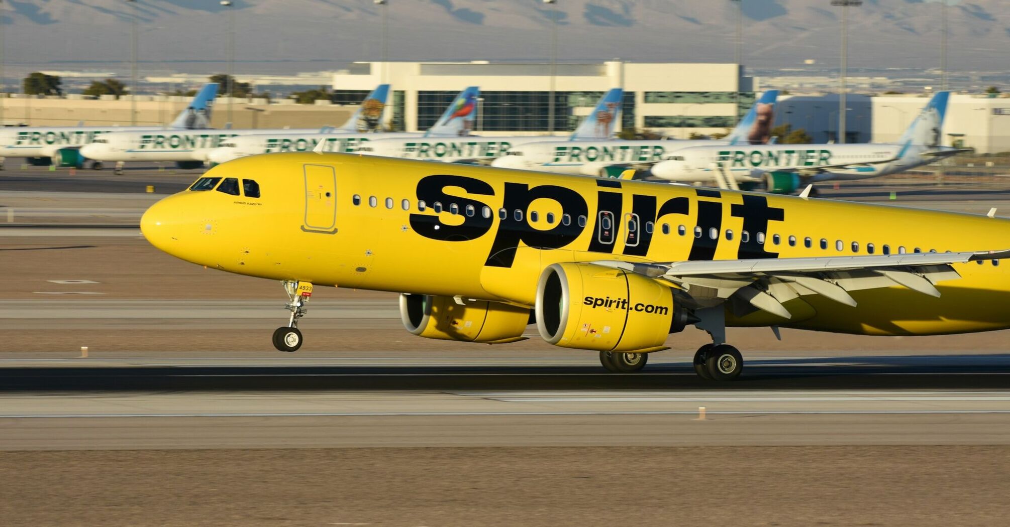 Spirit Airlines aircraft on runway at US airport