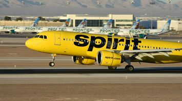 Spirit Airlines aircraft on runway at US airport