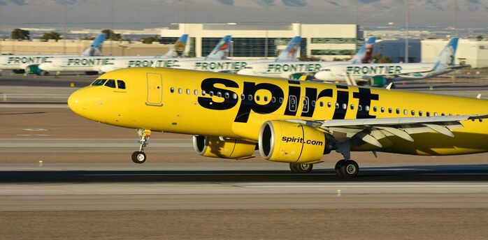 Spirit Airlines aircraft on runway at US airport