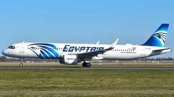 EgyptAir aircraft taxiing on runway