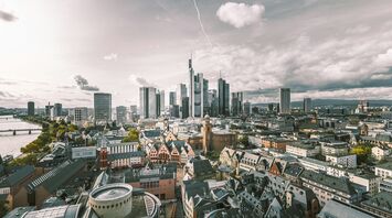 Frankfurt skyline with the Main River and city centre buildings