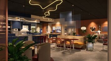 Interior rendering of the planned Scandic Go underground hotel in Stockholm