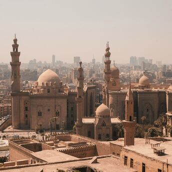 Cairo skyline with historic mosques