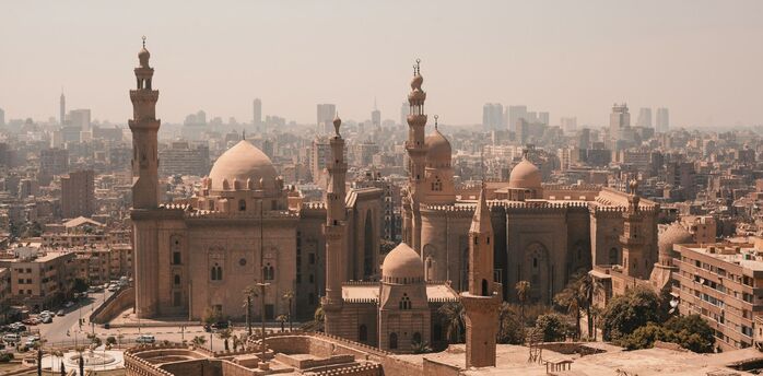 Cairo skyline with historic mosques