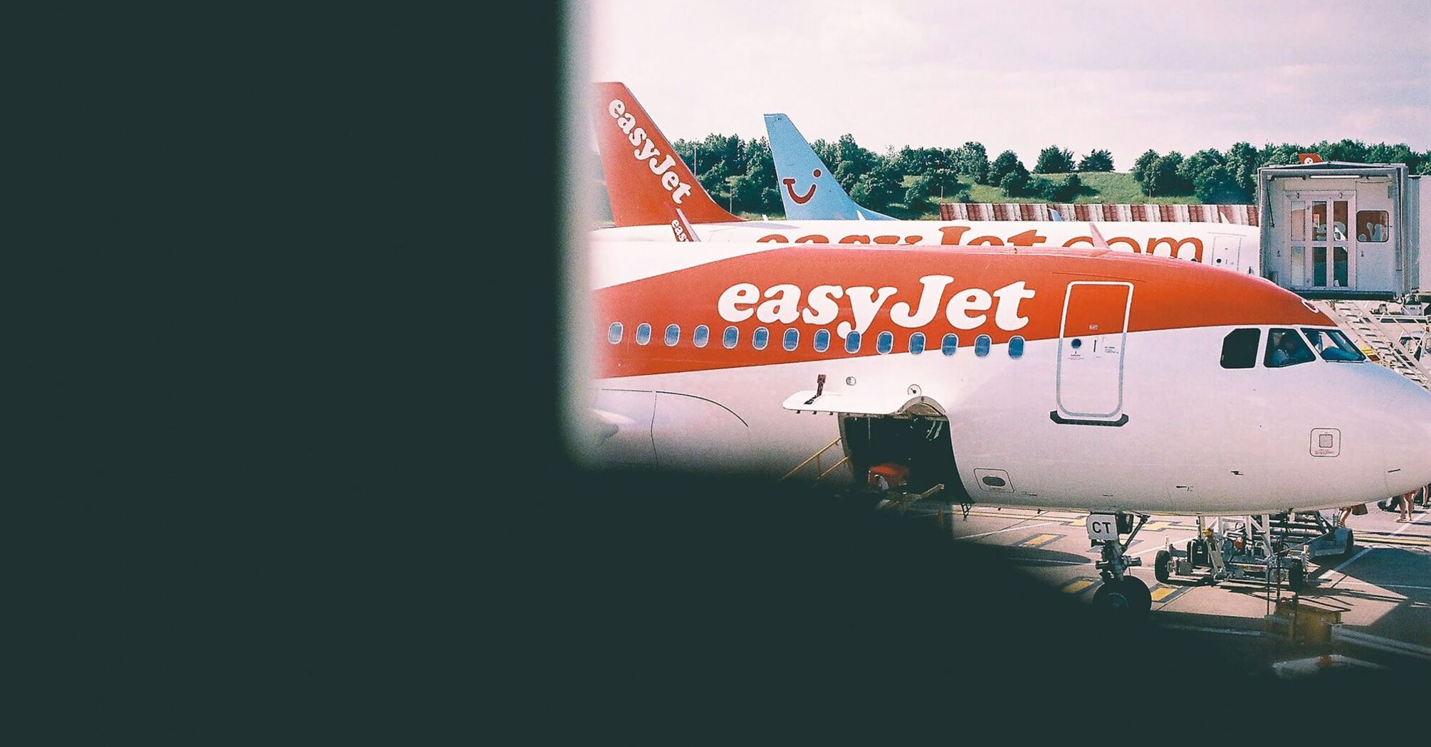 easyJet aircraft parked at an airport terminal