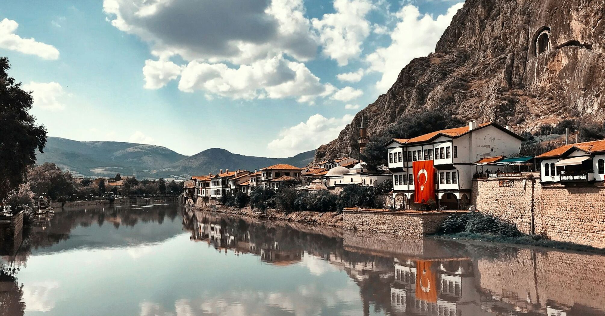 Riverside Ottoman houses in Amasya, Turkey