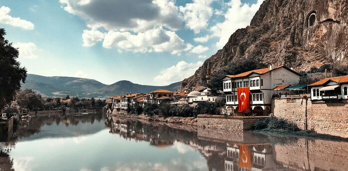 Riverside Ottoman houses in Amasya, Turkey