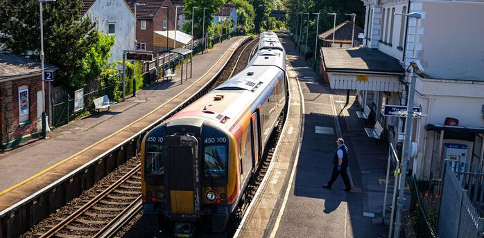 Train stopped at a railway station