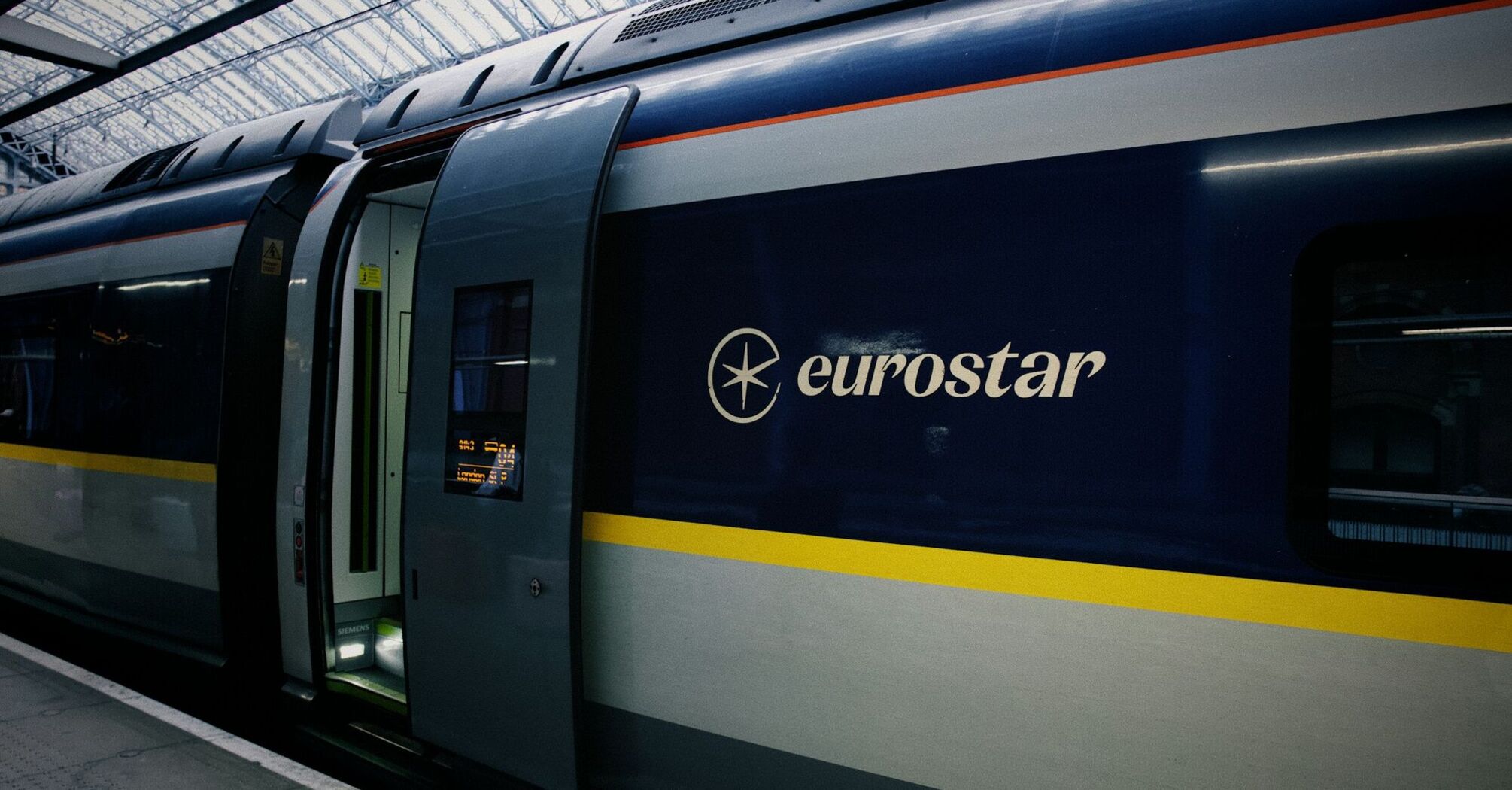 Eurostar train standing at a station platform