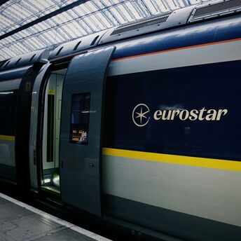Eurostar train standing at a station platform