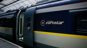Eurostar train standing at a station platform