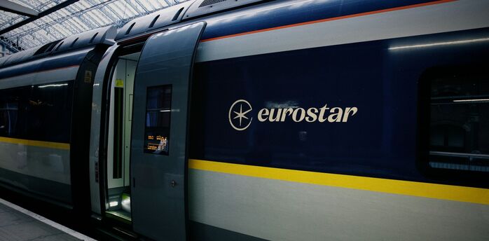 Eurostar train standing at a station platform