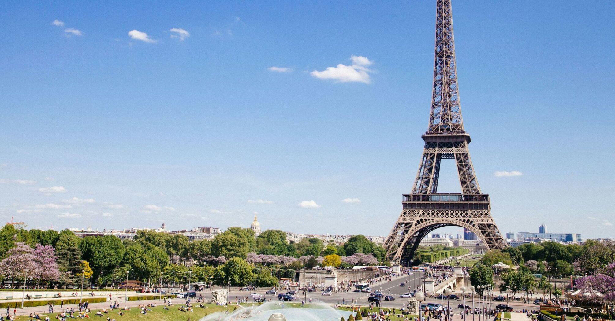 Eiffel Tower in Paris on a clear summer day